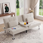 SOLIA 3-Seat Modular Sleeper Sectional Sofa Bed with USB Charging & Cup Holders