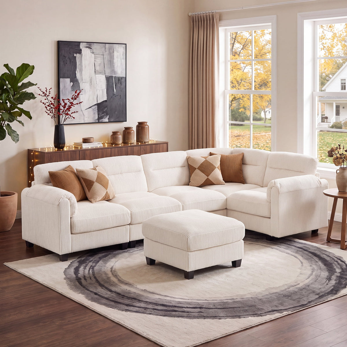 SOLIA Modular Sectional Sofa Couch with Movable Ottoman