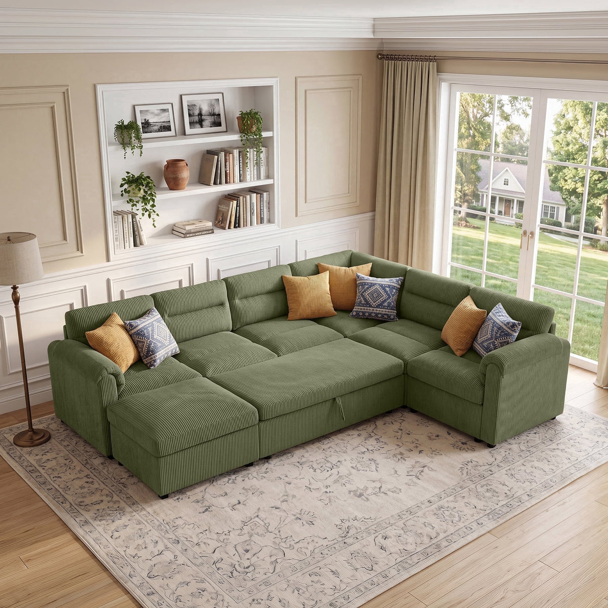 SOLIA 114" Modular Sleeper Sectional Sofa Bed Corduroy
