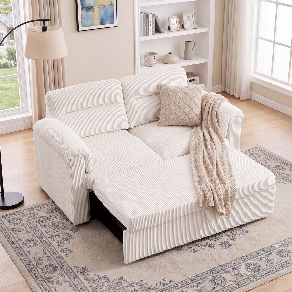 SOLIA 114" Modular Sleeper Sectional Sofa Bed Corduroy
