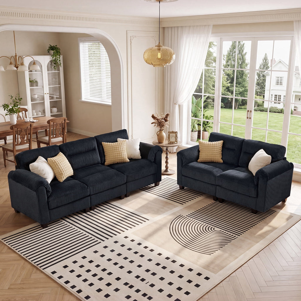SOLIA Modular Sectional Sofa Couch with Movable Ottoman