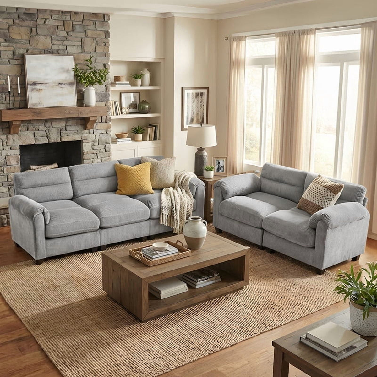 SOLIA Modular Sectional Sofa Couch with Movable Ottoman