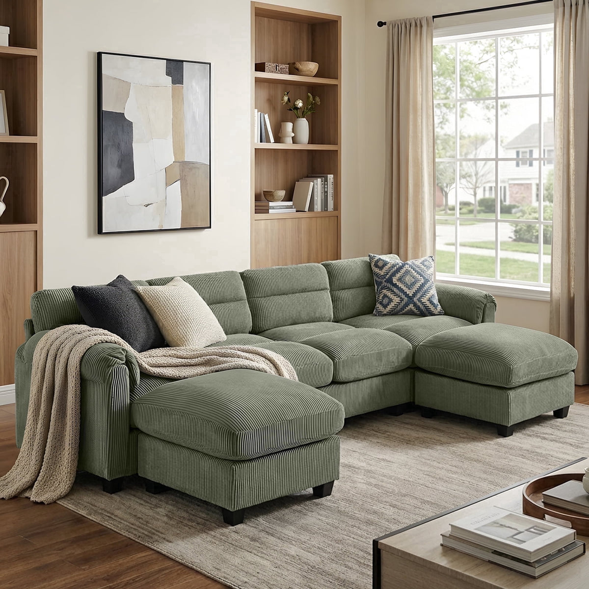 SOLIA Modular Sectional Sofa Couch with Movable Ottoman