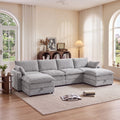 SOLIA 112.9" L-Shaped Cloud Modular Sectional Couch Chenille with Storage Ottoman