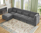 SOLIA Cloud Modular Sectional Couch Chenille with Movable Ottoman & Chaise Lounge