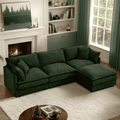 CKEASEAN 102" Chenille Modular Sectional Sofa with Ottoman, 3-Seater L-Shape Cloud Couch with Upholstered & Pillow, Comfy Cloud Sofa for Living Room, Bedroom, Apartment, Office, Easy Assembly