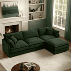 CKEASEAN 102" Chenille Modular Sectional Sofa with Ottoman, 3-Seater L-Shape Cloud Couch with Upholstered & Pillow, Comfy Cloud Sofa for Living Room, Bedroom, Apartment, Office, Easy Assembly