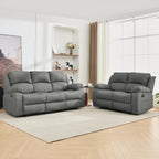 Chizzysit Reclining Couch Sleeper Sofa Set Chaise Lounge Chair Leather Recliner Couch Loveseat for Living Room, Theater Seating - Gray