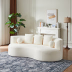 Christopher Knight Home 90" Curved Boucle Sofa with Pillows, Modern 3-Seat Upholstered Couch, White