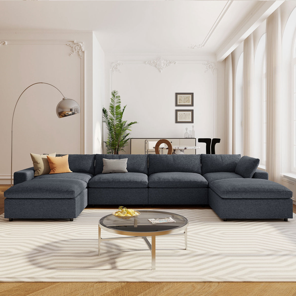 SOLIA U-Shaped Cloud Modular Sectional Couch with Movable Ottoman & Chaise Lounge