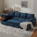 Sectional Couches Sofas Sleeper Bed U shape with Storage for Living Room Family Rooms Blue