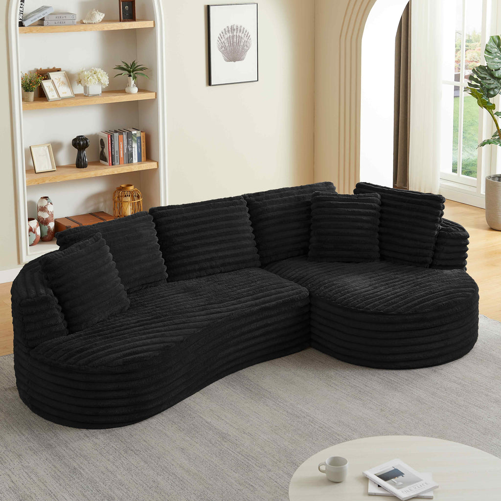 SOLIA 121" L-Shaped Cloud Modular Sectional Couch Corduroy with Chaise Lounge