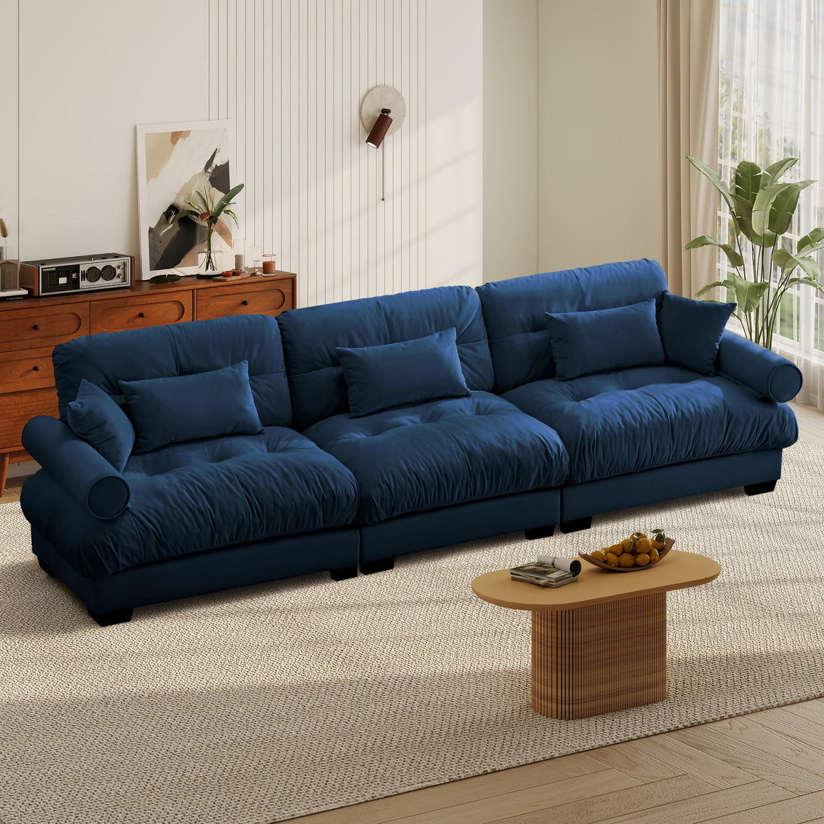 SOLIA 173.2" 4-Seat U-Shaped Cloud Modular Sectional Couch Chenille with Movable Ottoman