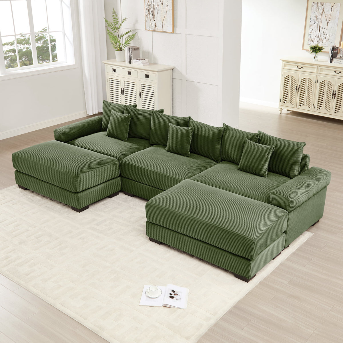 SOLIA 130" 3-Seat Cloud Modular Sectional Couch Corduroy