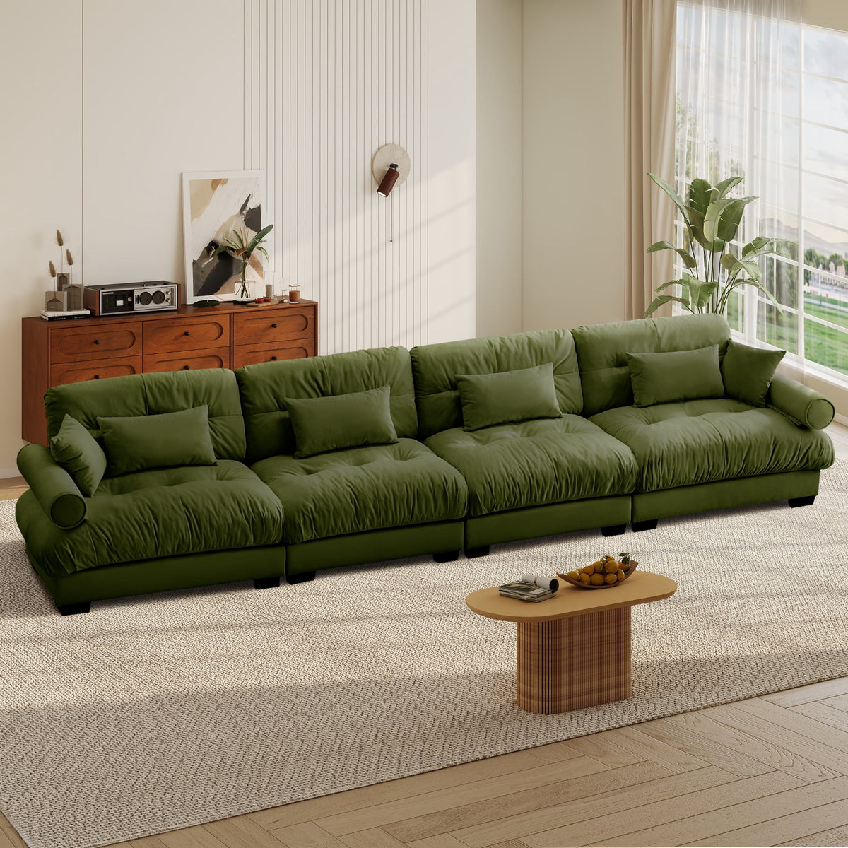SOLIA 173.2" 4-Seat U-Shaped Cloud Modular Sectional Couch Chenille with Movable Ottoman
