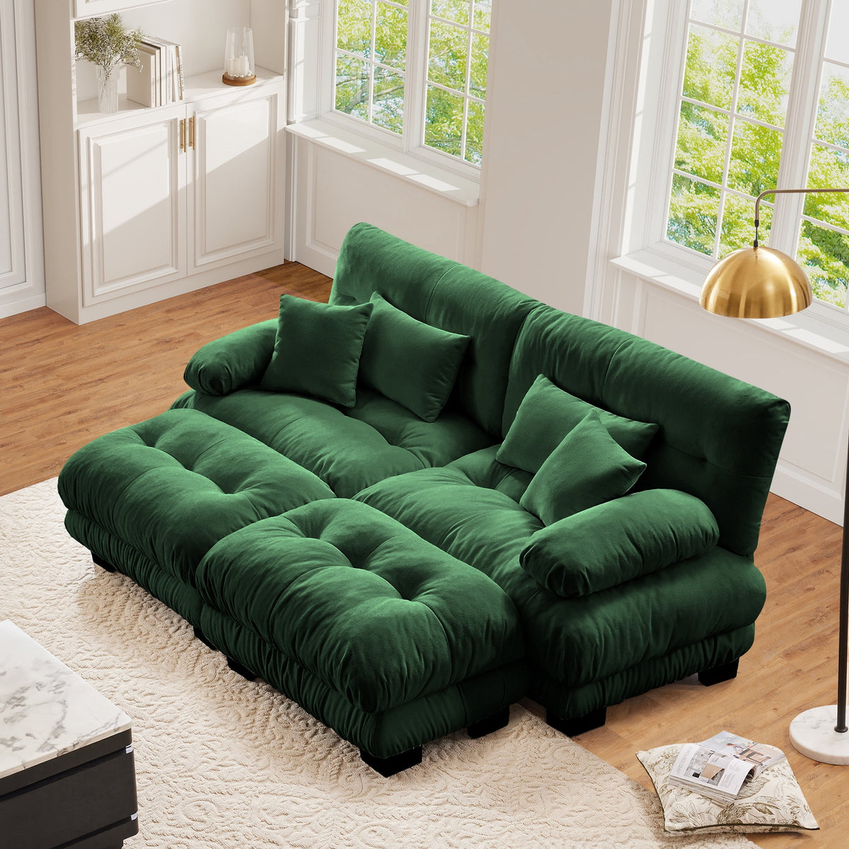 SOLIA 173.2" 4-Seat U-Shaped Cloud Modular Sectional Couch Chenille with Movable Ottoman