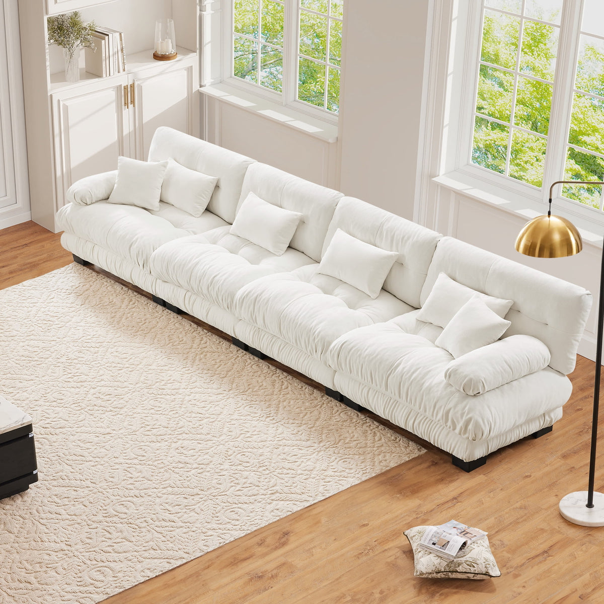 SOLIA 173.2" 4-Seat U-Shaped Cloud Modular Sectional Couch Chenille with Movable Ottoman
