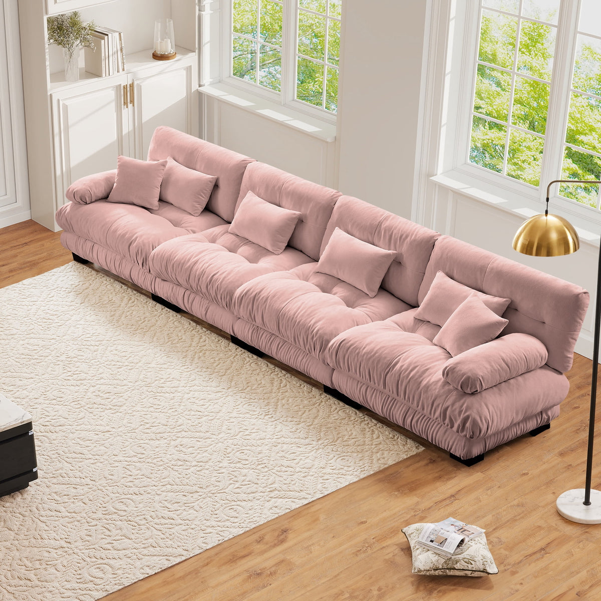 SOLIA 173.2" 4-Seat U-Shaped Cloud Modular Sectional Couch Chenille with Movable Ottoman