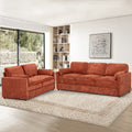 FamiTOP Chenille 69? Love Seat & 89? 3-Seat Sofa w/Thick Seat & Backrest Cushions, Modern Couch Set with Soft Pillows, Upholstered 3 Seat & 2 Seat Sofa w/Sturdy Frame for Office, Living Room, Orange