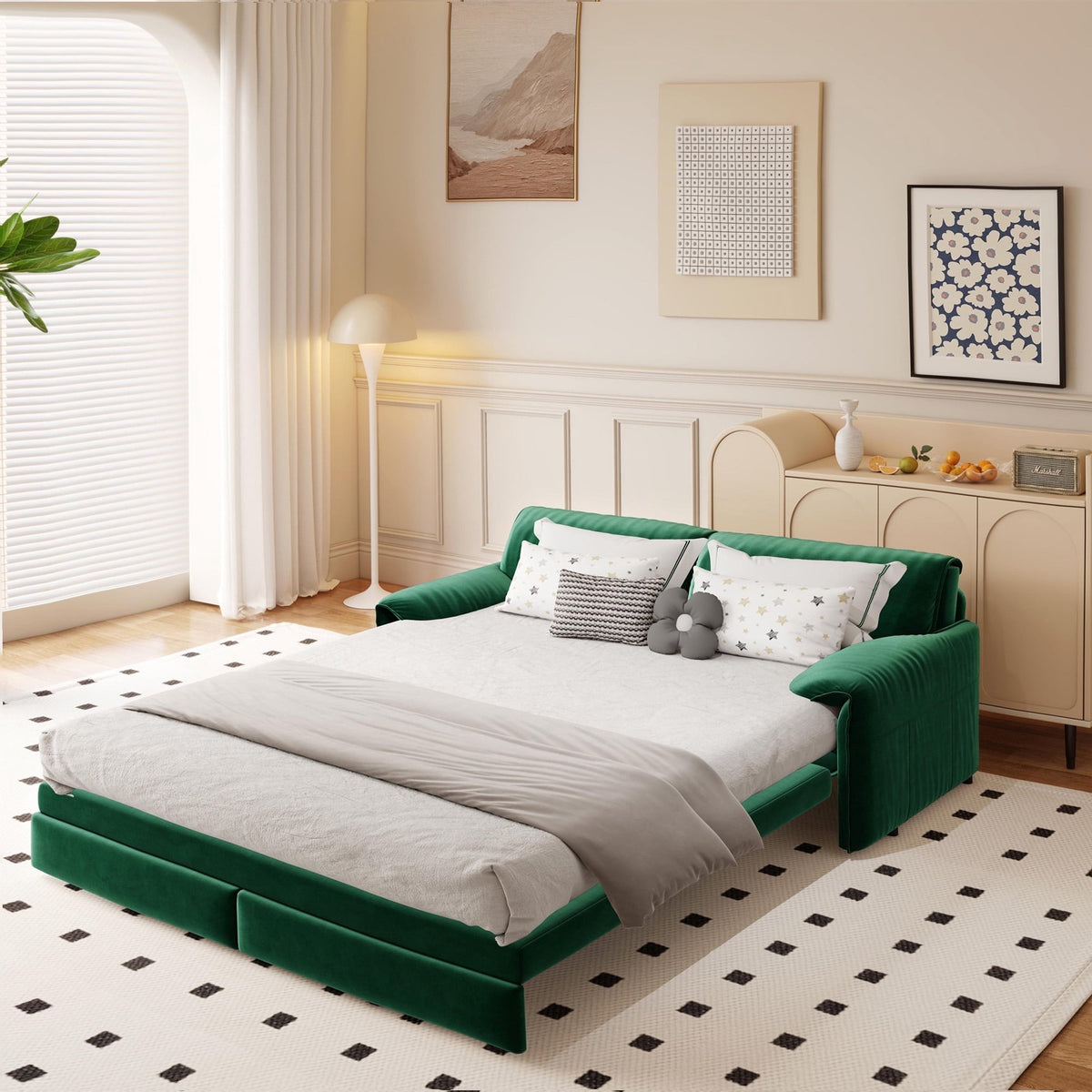 SOLIA 73.2" Modular Sleeper Sectional Sofa Bed Velvet