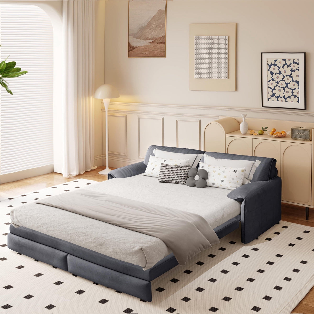 SOLIA 73.2" Modular Sleeper Sectional Sofa Bed Velvet