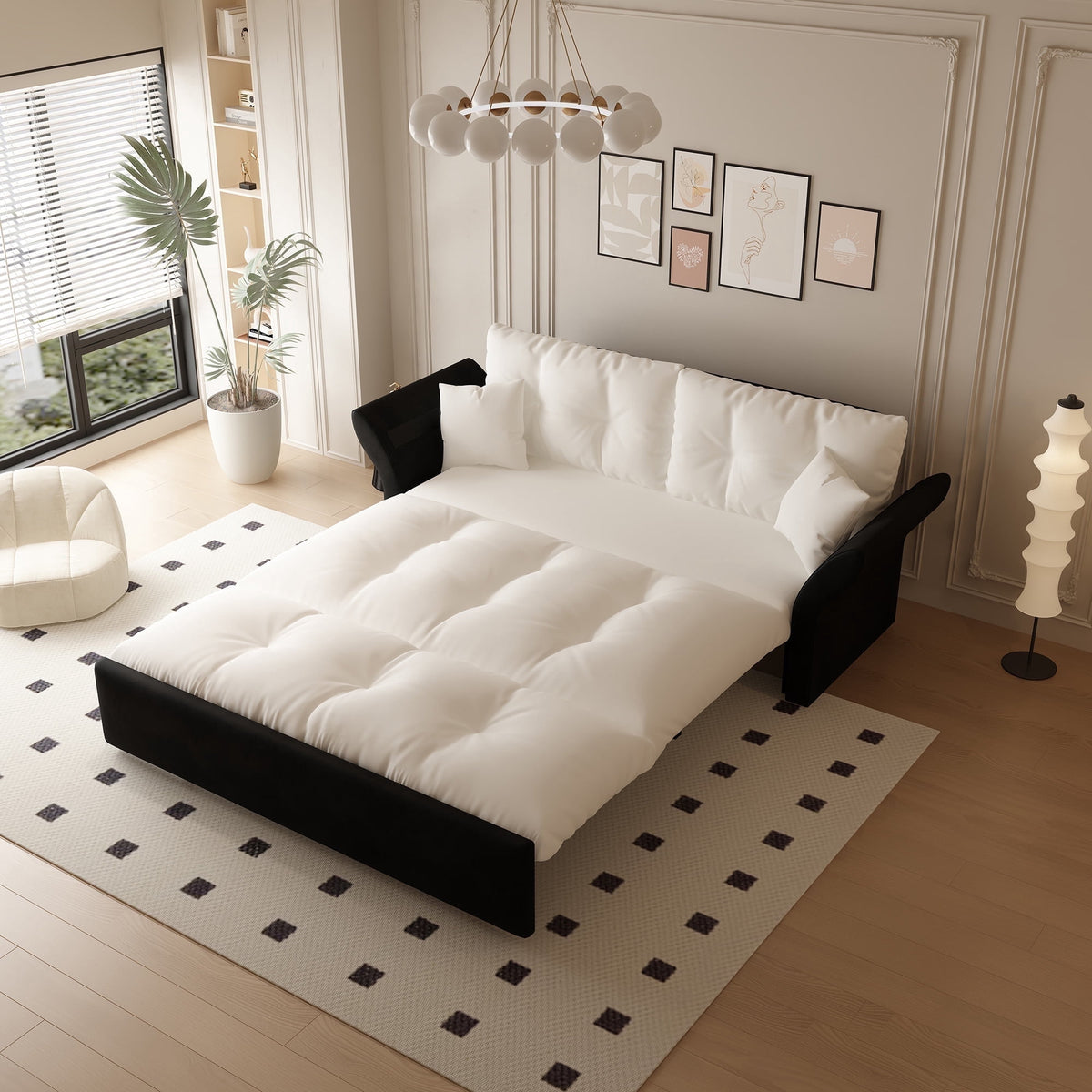 SOLIA 73.2" Modular Sleeper Sectional Sofa Bed Velvet