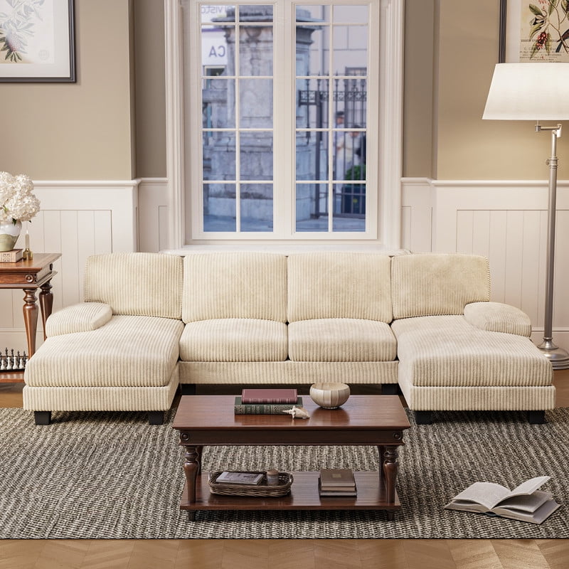 SOLIA U-Shaped Cloud Modular Sectional Couch Chenille with Double Chaise