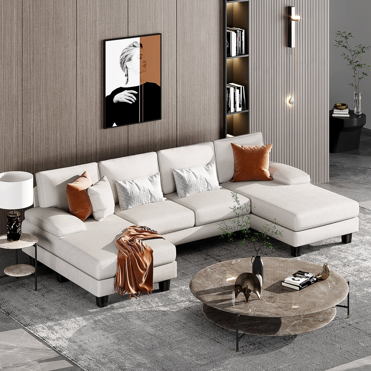 SOLIA U-Shaped Modular Sectional Sofa Couch Chenille with Chaise Lounge