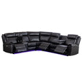 GOOEEN 6-Seater Electric Recliner Sofa Modern Faux Leather Living Room Set Black