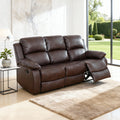  Brown 3-Seater Reclining Sofa - Air Leather Upholstery with High-Elastic Sponge for Living Room & Office