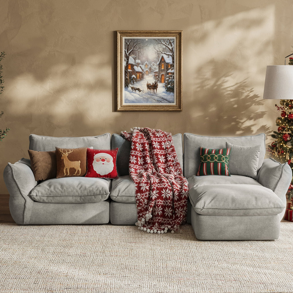 Goosea 106'' Oversized Down Blend Sofa, Cushions Filled with a Feather Blend , Modern Comfort Sofa for Living Room, Grey
