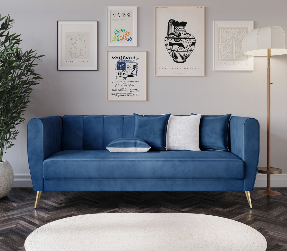 SOLIA 3-Seat Modular Sectional Sofa Couch Velvet