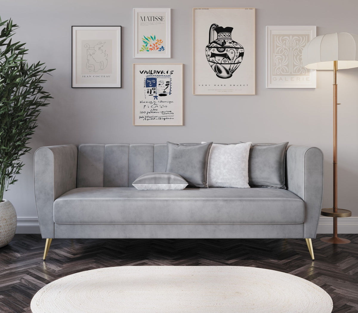 SOLIA 3-Seat Modular Sectional Sofa Couch Velvet