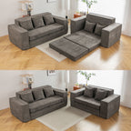 Vicluke Convertible Memory Foam 3-seat Sofa & Loveseat, Pull Out Sleeper Sofa Bed, 2 in 1 Folding Couch Bed, Fold Out Floor Couch Corduroy Fabric with Pillows for Living Room Bedroom Lounge(Grey)