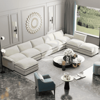 8-Seats Modular Sectional Sofa, U-Shaped Cloud Couch with Ottomans, Oversized Deep Seat Convertible Sofa Set for Living Room, Chenille, White