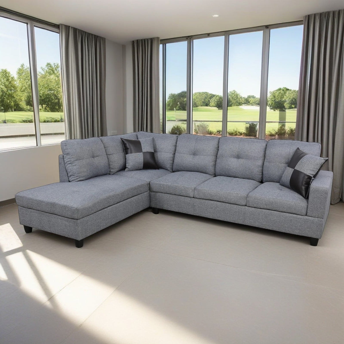 SOLIA L-Shaped Modular Sectional Sofa Couch with Movable Ottoman