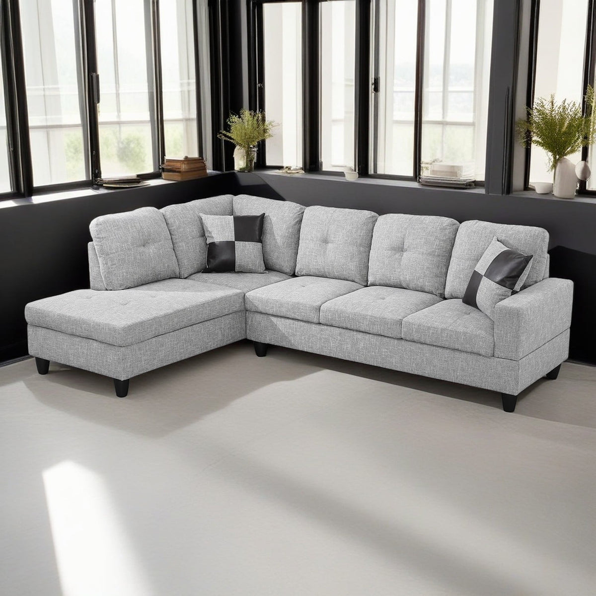 SOLIA L-Shaped Modular Sectional Sofa Couch with Movable Ottoman
