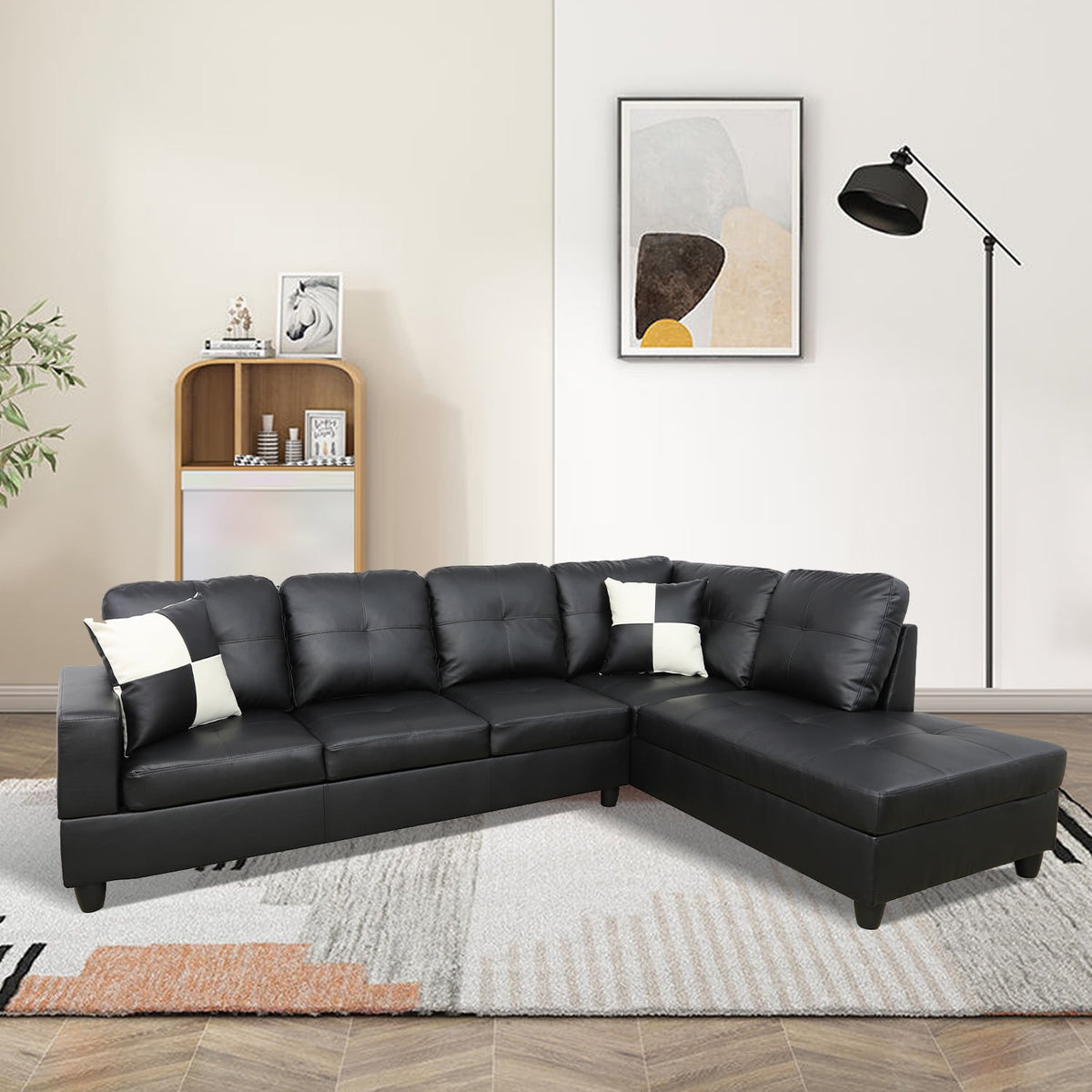 SOLIA L-Shaped Modular Sectional Sofa Couch with Movable Ottoman