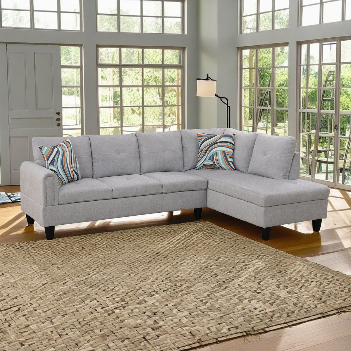 SOLIA L-Shaped Modular Sectional Sofa Couch with Movable Ottoman