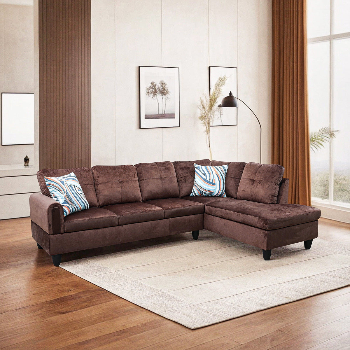 SOLIA L-Shaped Modular Sectional Sofa Couch with Movable Ottoman