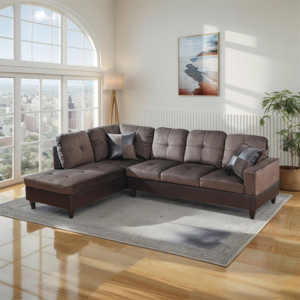 SOLIA L-Shaped Modular Sectional Sofa Couch with Movable Ottoman