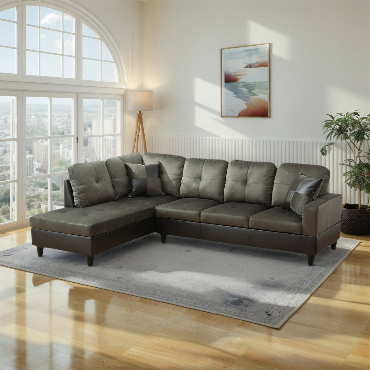 SOLIA L-Shaped Modular Sectional Sofa Couch with Movable Ottoman