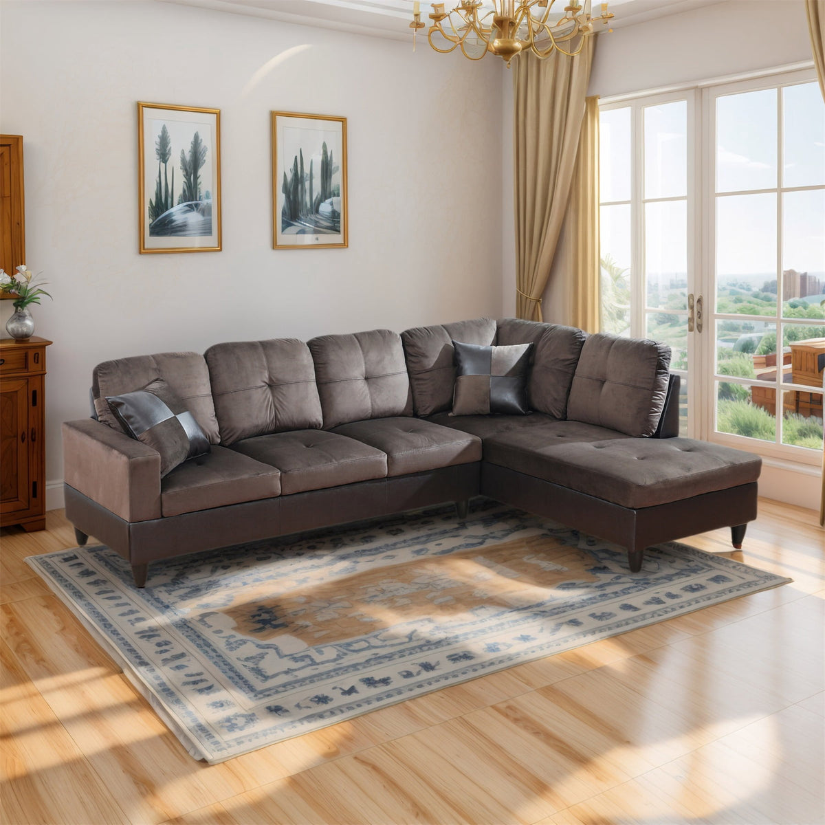 SOLIA L-Shaped Modular Sectional Sofa Couch with Movable Ottoman