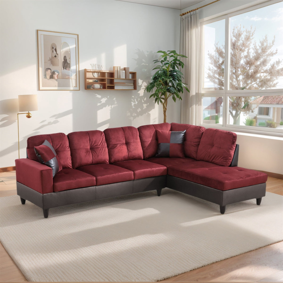 SOLIA L-Shaped Modular Sectional Sofa Couch with Movable Ottoman