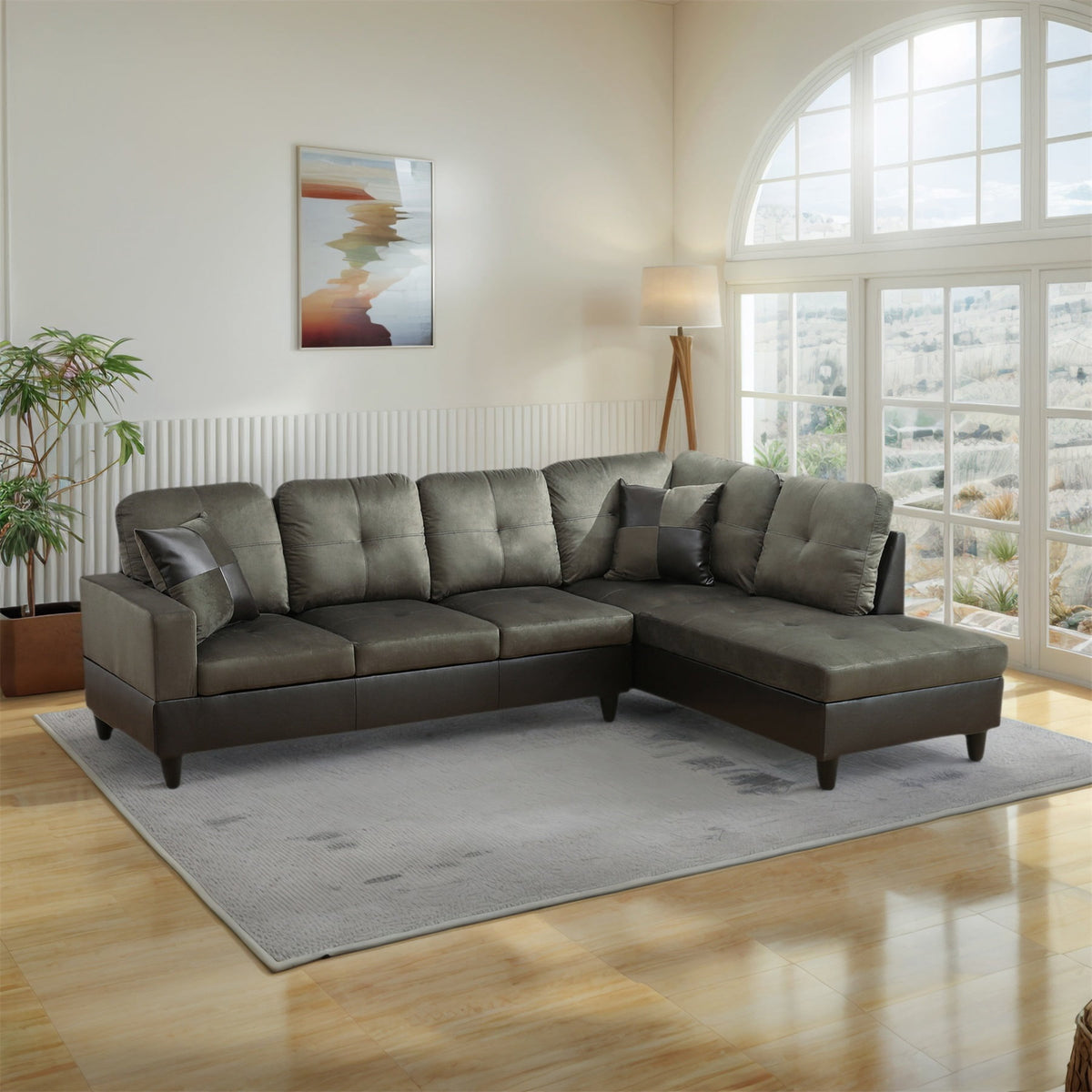 SOLIA L-Shaped Modular Sectional Sofa Couch with Movable Ottoman