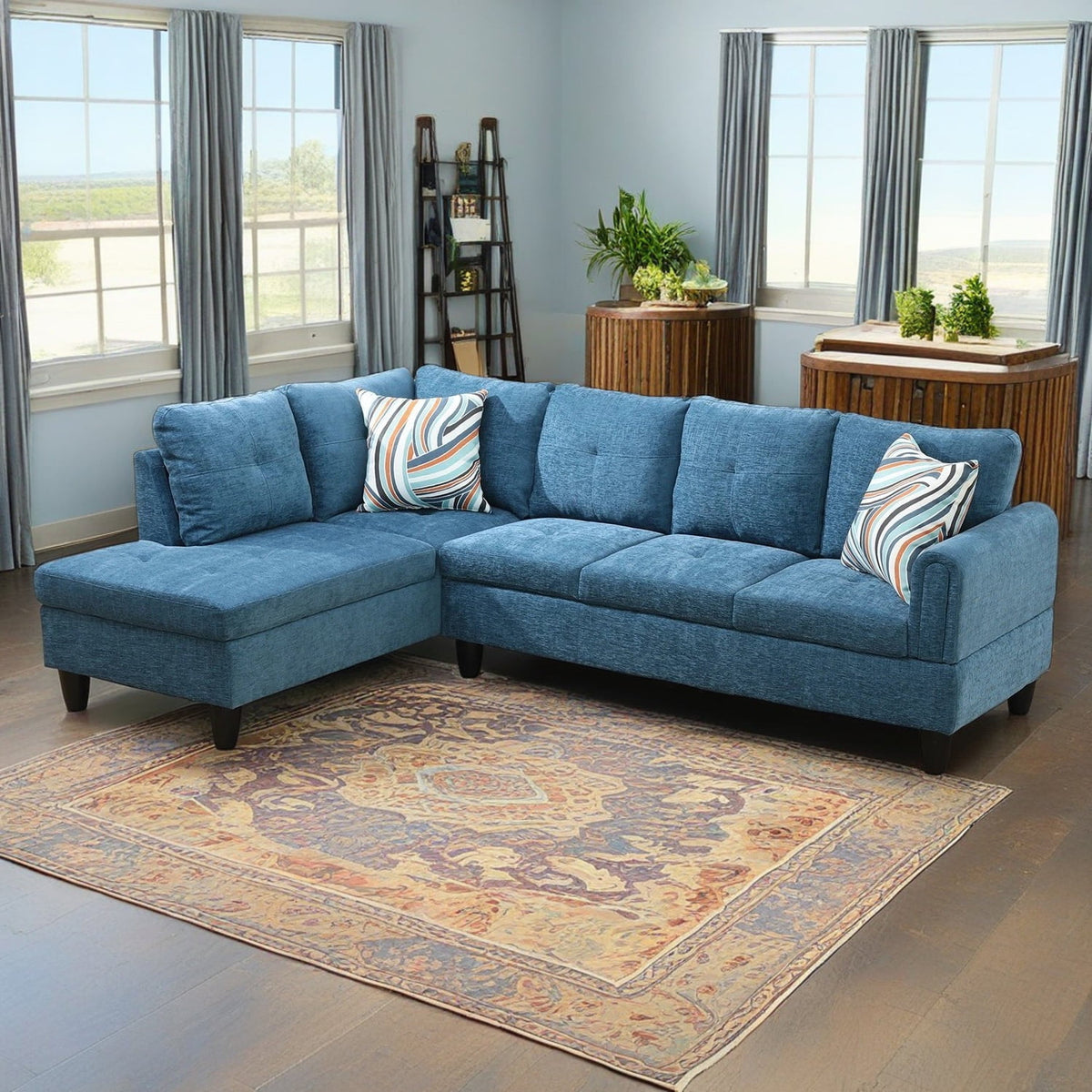 SOLIA L-Shaped Modular Sectional Sofa Couch with Movable Ottoman