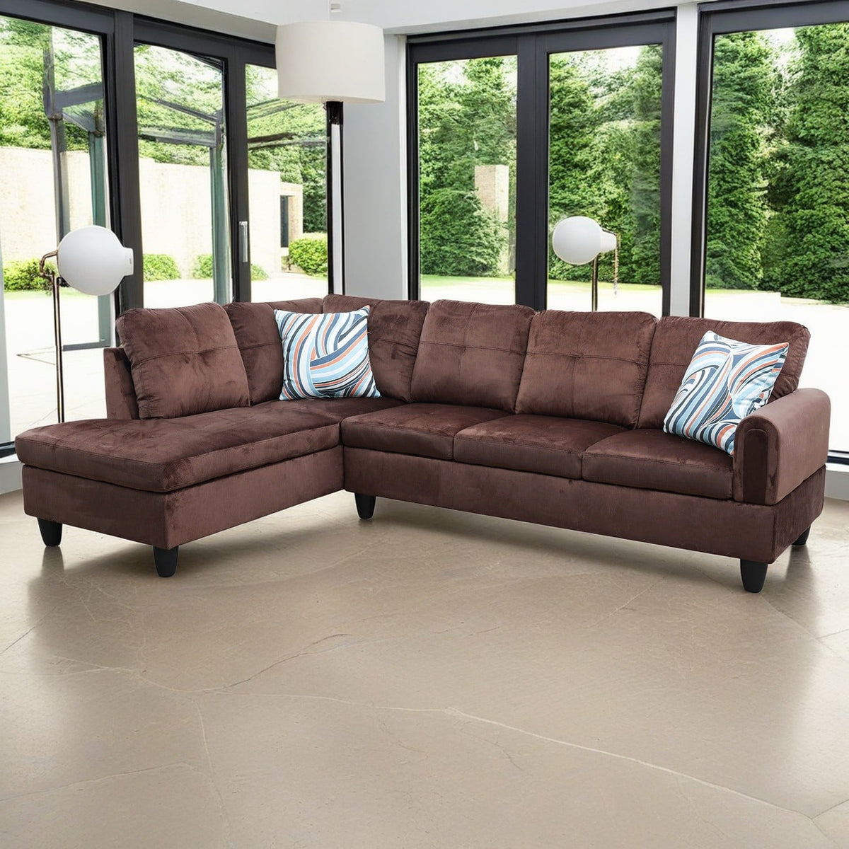 SOLIA L-Shaped Modular Sectional Sofa Couch with Movable Ottoman
