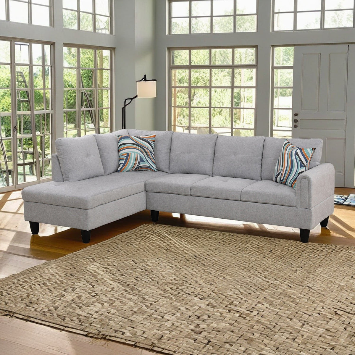 SOLIA L-Shaped Modular Sectional Sofa Couch with Movable Ottoman
