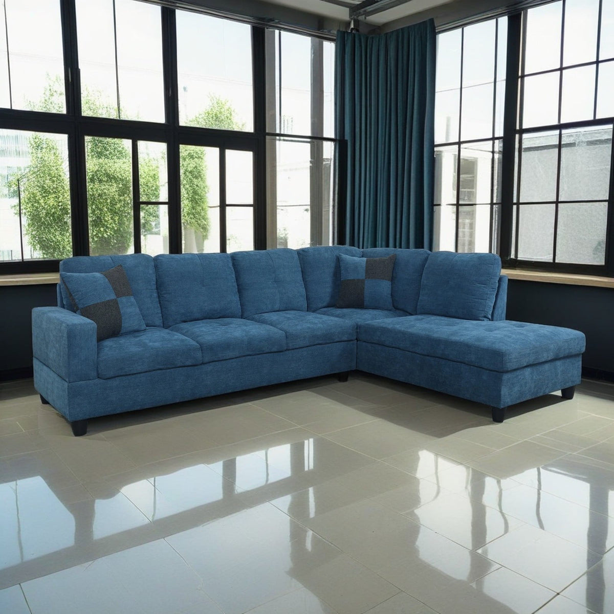 SOLIA L-Shaped Modular Sectional Sofa Couch with Movable Ottoman