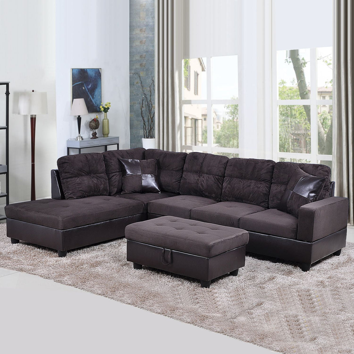 SOLIA L-Shaped Modular Sectional Sofa Couch with Movable Ottoman
